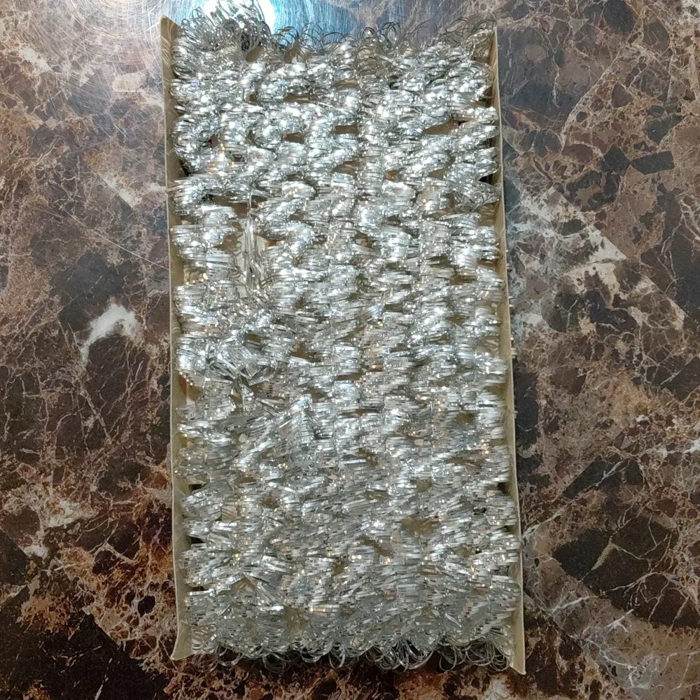 NOS Vintage Decor Noel Silver Tinsel Garland